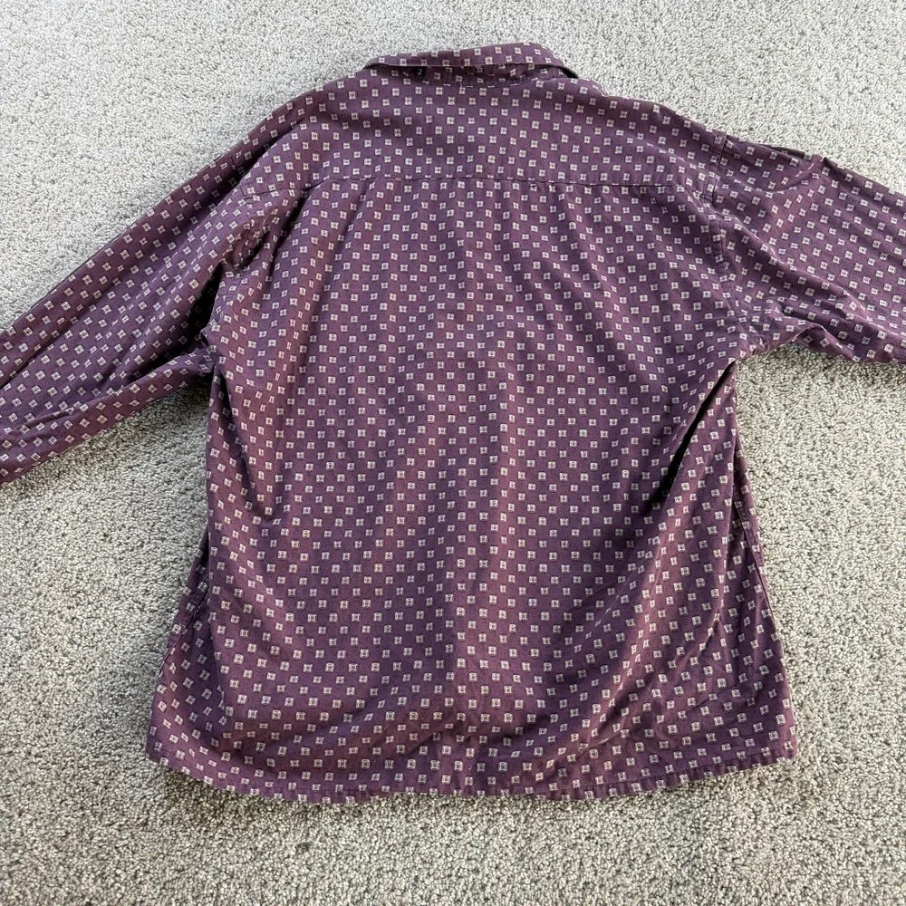 Vintage Pierre Cardin Shirt Men XL Purple Geometric Long Sleeve Button Up Cotton